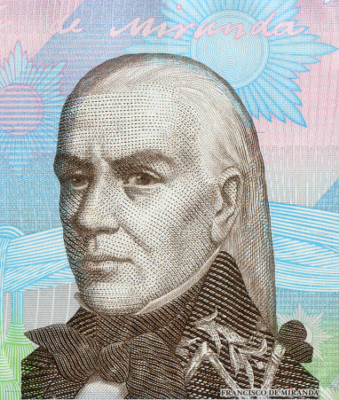 Francisco de Miranda Portrait Pattern Design on Venezuelan Bolivar Currency
