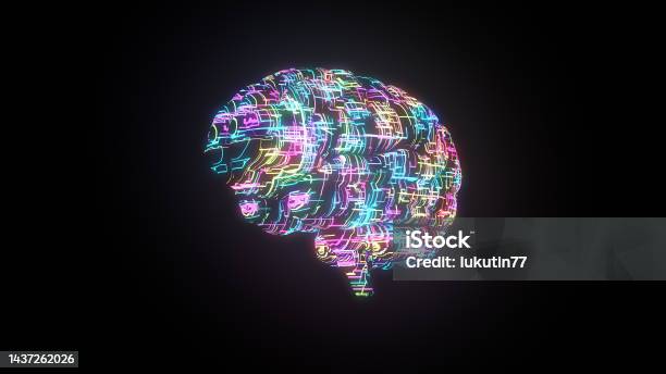 Meta Brain Icon Meta Brain 3d Render Of Human Brain With Glow Colourful Surface Stock ...