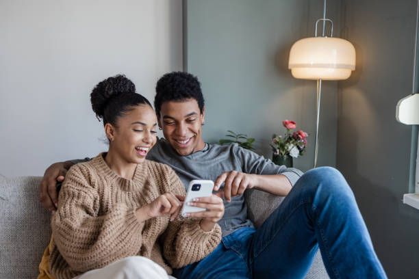 Couple enjoying the weekend at home