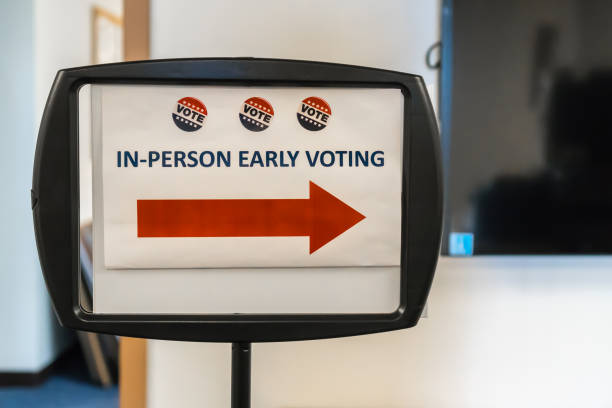 In-Person Early Voting Sign stock photo