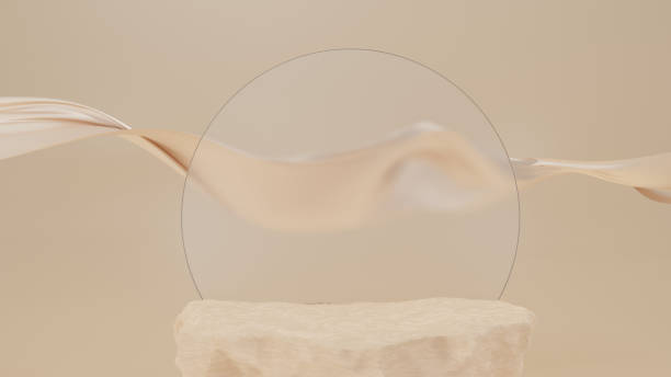 istock 3D rendering, Brown stone podium, Cosmetic display stand on brown background. presentation backdrop. 1437268834
