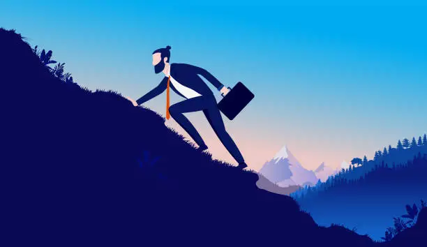 Vector illustration of Climbing businessman