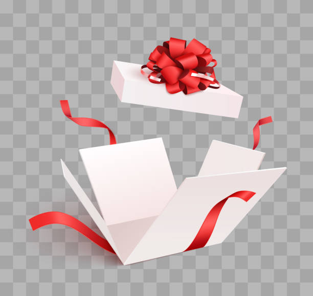 otwórz pudełko z wybuchem konfetti izolowanym wybuchem. - gift box box three dimensional shape blank stock illustrations