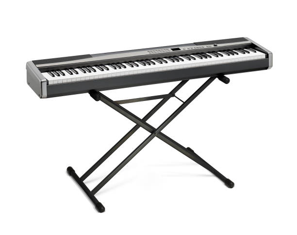 istock Digital portable piano on stand isolated on white background 1437276733