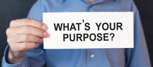 istock Man showing What's your Purpose message. Business 1437277156