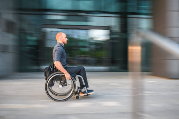 istock Disabled Young Caucasian Male Office Employee Going To Work 1437279654