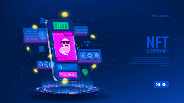 istock Concept of app for sell NFT art 1437281882
