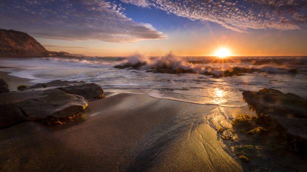 istock Beautiful view of a beach with times during the sunset 1437284427