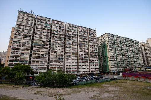 Hong Kong - October 28, 2022 : General view of the residential buildings in Jordan Road, Kowloon, Hong Kong.