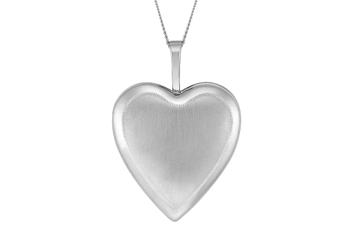 Silver pendant heart isolated on white background