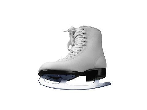 White skates for figure skating on ice