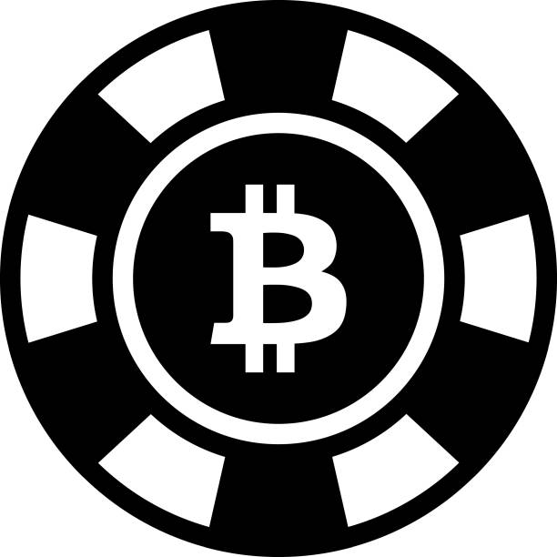 glücksspiel bitcoin casino chip symbol. währungs- und glücksspielsymbol in schwarz - silhouette poker computer icon symbol stock-grafiken, -clipart, -cartoons und -symbole