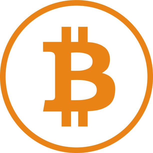 illustrazioni stock, clip art, cartoni animati e icone di tendenza di icona bitcoin delineata in arancione - crypt