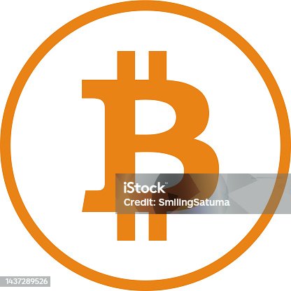 istock Bitcoin icon outlined  in orange 1437289526