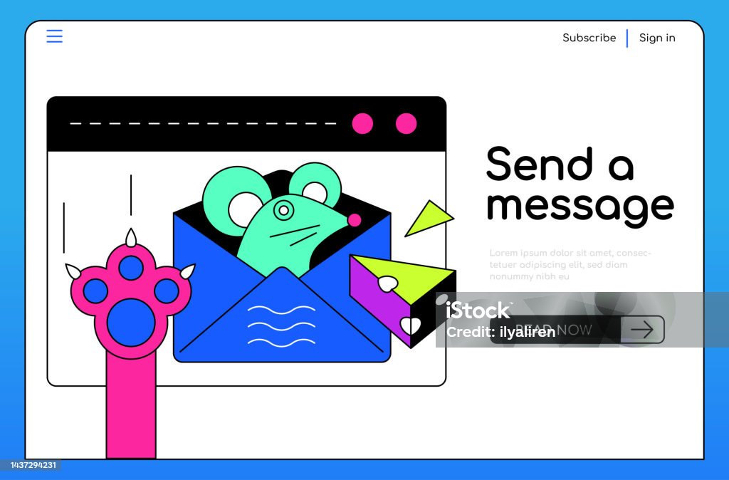 Message Banner Design Send A Message Colorful Flat Design Style Banner Stock Illustration ...