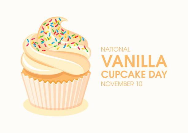 ilustraciones, imágenes clip art, dibujos animados e iconos de stock de vector de vainilla cupcake día nacional - cupcake