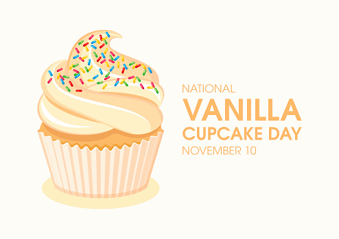 Creamy vanilla cupcake with sprinkle sugar icon vector. November 10 each year. Important day