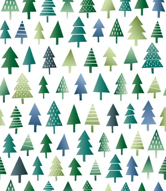 Vector illustration of Christmas Trees Seamless Pattern.