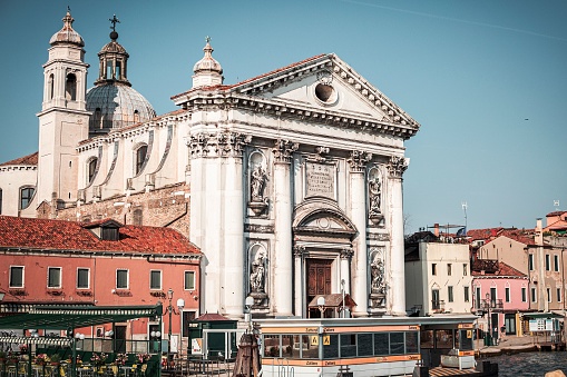 A beautiful view of St Mary of the Rosary church also known as Gesuati in Venice, Italy