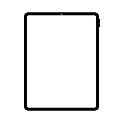 A transparent tablet, an isolated device, new technology, a simple illustration for websites and contents on white background, flat style art