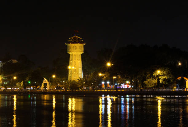 Phan Thiet water tower, Binh Thuan province Phan Thiet water tower (also known as Lau Nuoc) is a famous architectural work in Phan Thiet that today is a symbol of this city as well as of Binh Thuan province. Its image is stylized on many publications of Binh Thuan province. mui ne bay photos stock pictures, royalty-free photos & images