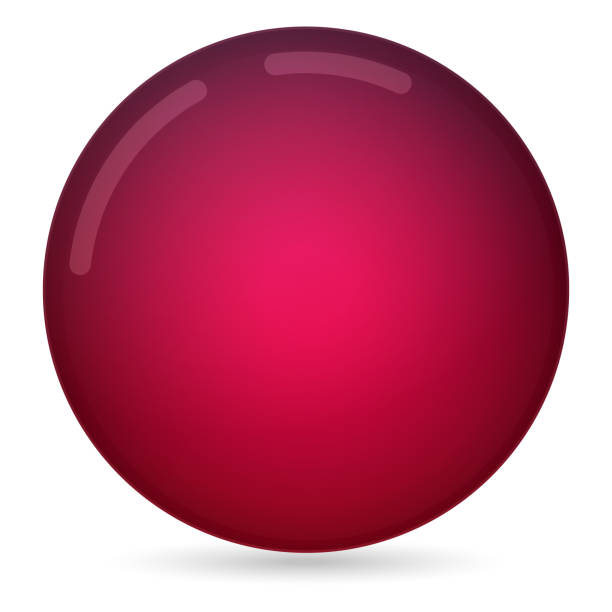 istock Glass pink ball or precious pearl. Glossy realistic ball, 3D abstract vector illustration highlighted on a white background. Big metal bubble with shadow 1437307700