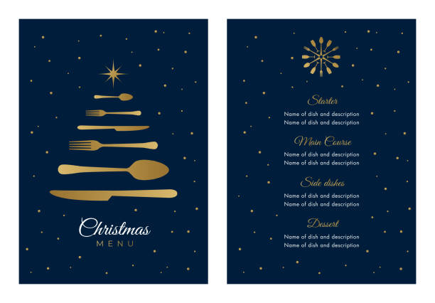 ilustrações de stock, clip art, desenhos animados e ícones de holidays menu template. - christmas dinner