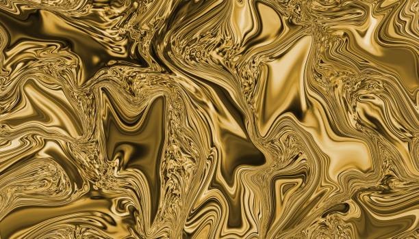 istock Beautiful illustration of a reflective liquid gold surface 1437311564