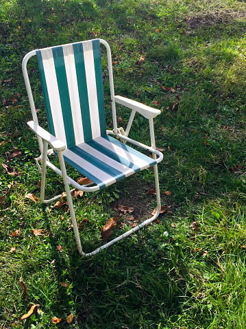 two deck chairs on the garden lawn