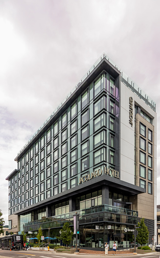 Denver, Colorado - September 16, 2022: Exterior of Jacquard Hotel in Cherry Creek district, Denver, Colorado