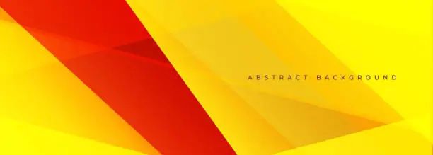 Vector illustration of Yellow and red modern abstract wide banner with geometric shapes. Red and yellow abstract background.