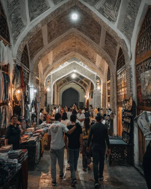 Beautiful shot of the night market in Bukhara Uzbekistan Bukhara, Uzbekistan – February 11, 2020: A beautiful shot of the night market in Bukhara Uzbekistan bukhara stock pictures, royalty-free photos & images