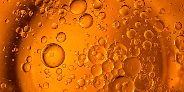 istock Yellow bubbles background, cooking oil emulsion, frying. 1437345135