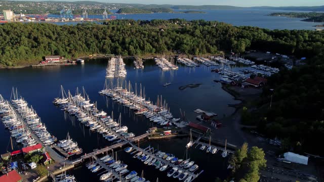 Aerial View of Hovedoya Harbour with Oslo in the background