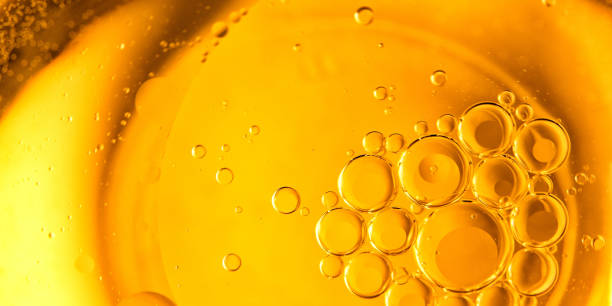 istock Yellow bubbles background, cooking oil emulsion, frying. 1437346062