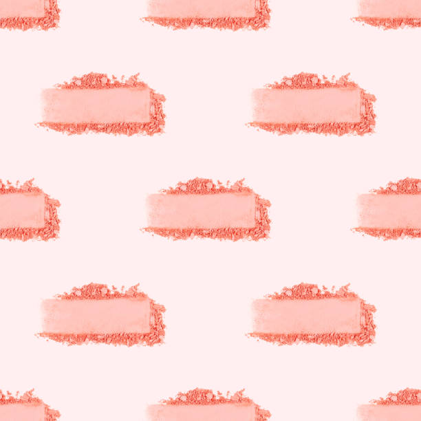 Pastel pink face blush or face powder crushed color swatch repeat seamless pattern. Cosmetics smudge sample for make up product wrapping paper design.