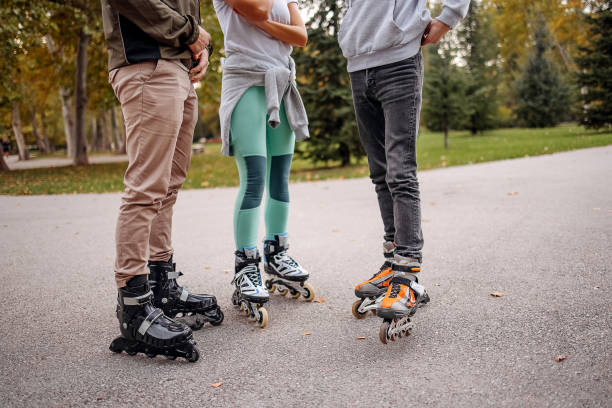 istock Friends skating on inline skates 1437353251