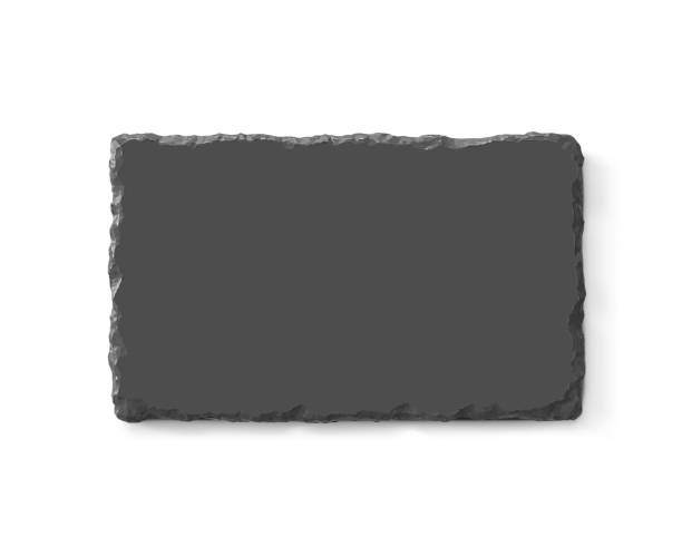 Black board stone mockup. Vector illustration isolated on white background. Great for presenting your product. black meat tray stock illustrations