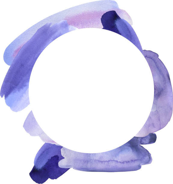 istock Abstract frame with watercolor brush stroke textures. Hand painted purple and violet templates. 1437375606
