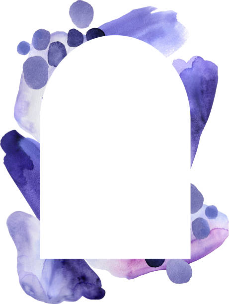 istock Abstract frame with watercolor brush stroke textures. Hand painted purple and violet templates. 1437375640