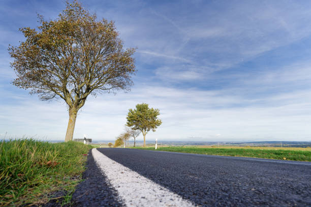 lonely country road in the eifel with a view of the rhine valley