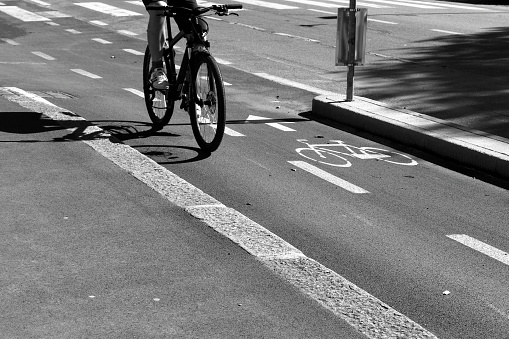 Shadow of a bike rider.