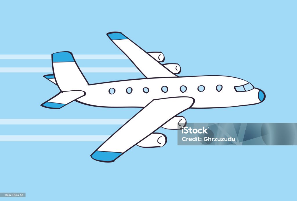 Jet Passenger Airplane Flying In A Blue Sky Stock Illustration - Download  Image Now - Adventure, Aerospace Industry, Air Vehicle - iStock
