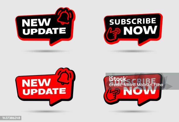 Upgrade Tags Red And Black Subscribe And Update Tags Stock Illustration - Download ...