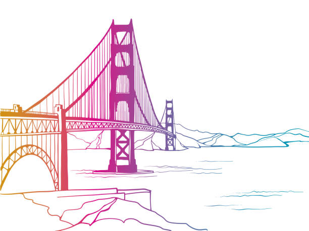 golden gate brücke. san francisco, usa. - golden gate bridge bridge san francisco county vector stock-grafiken, -clipart, -cartoons und -symbole