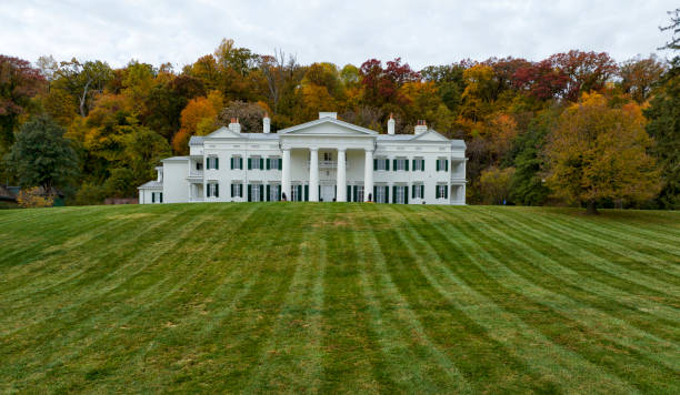 Leesburg, Virginia USA - October 28, 2022: Historical Virginian public park located in Leesburg, VA.  The Morven Park mansion was once home to Maryland governor Thomas Swan, Jr. and Virginia governor Westmoreland Davis.