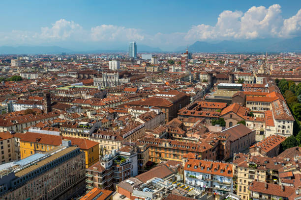 Turin (Torino) panorama at sunrise with Mole Antonelliana