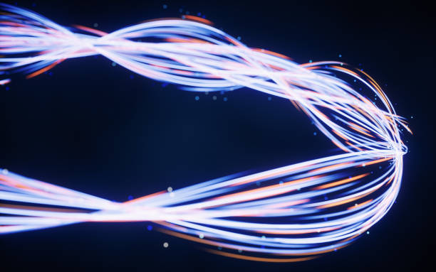 istock Flowing curves with glowing neon lines, 3d rendering. 1437398374