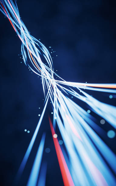 istock Flowing curves with glowing neon lines, 3d rendering. 1437398376