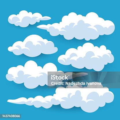 istock Cartoon clouds set Vector illustration. 1437408066